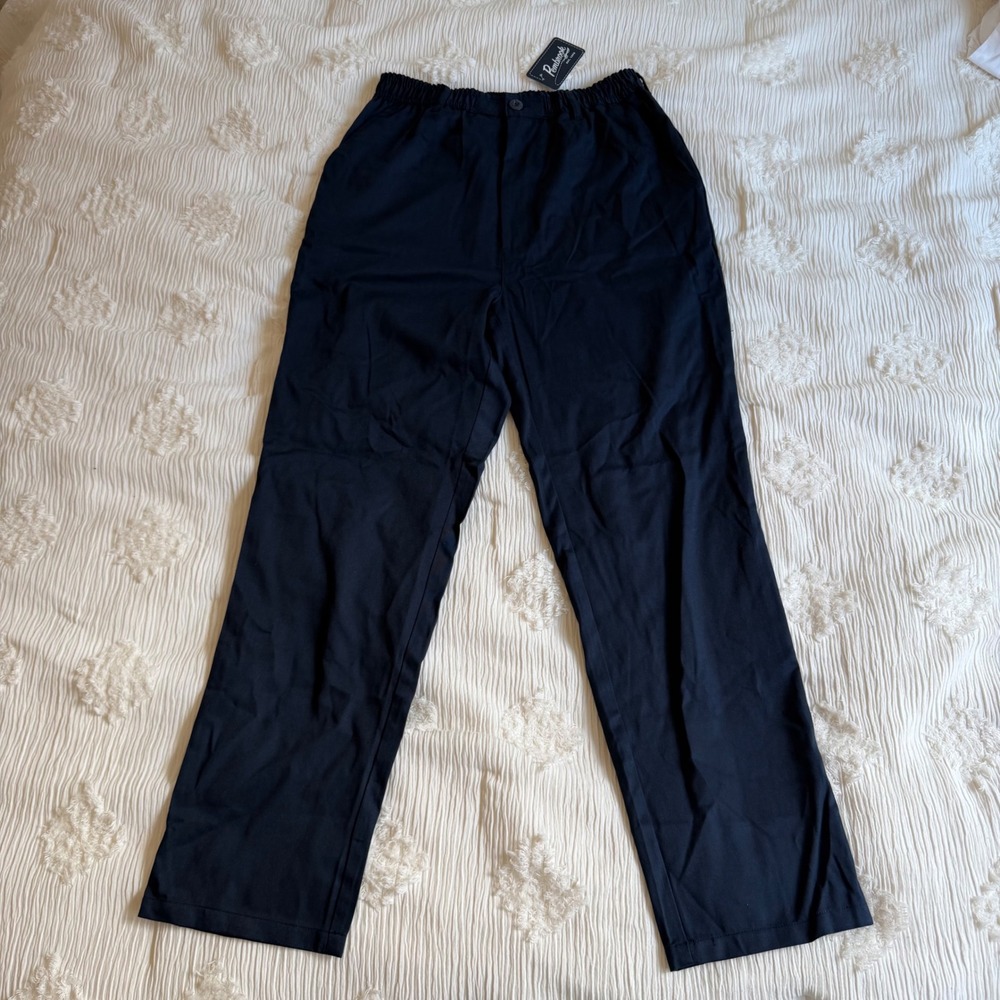 Pembrook Navy Blue Elastic Waist Pants Mens L NWT Workwear Casual Straight Leg